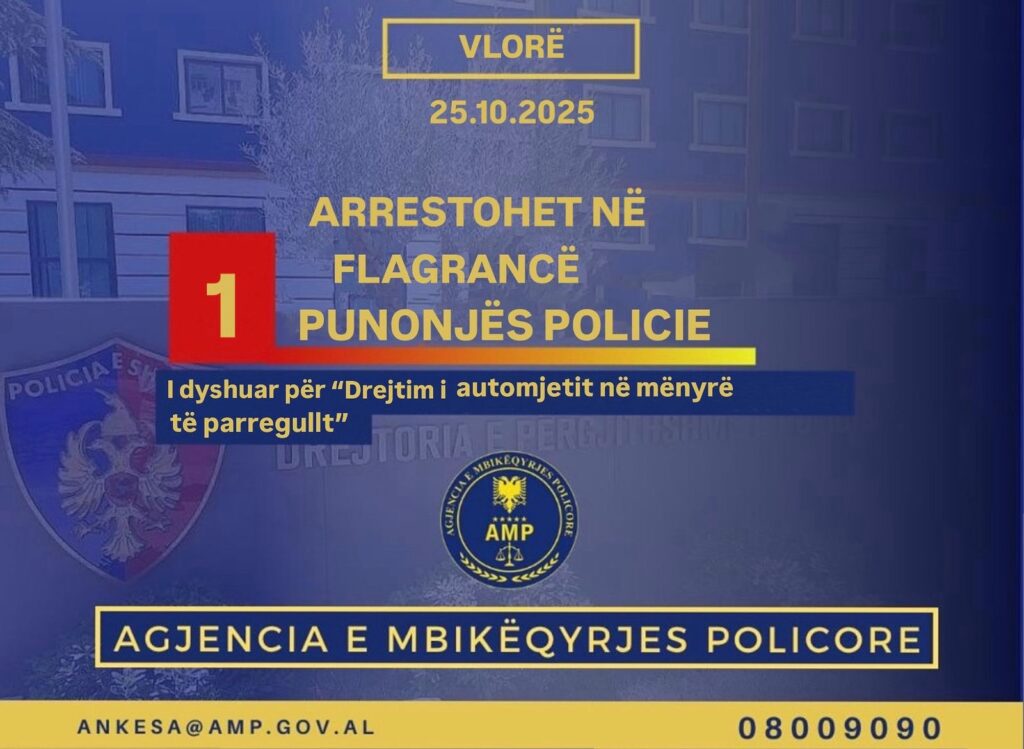 Vlorë - AMP arreston në flagrancë një punonjës policie
